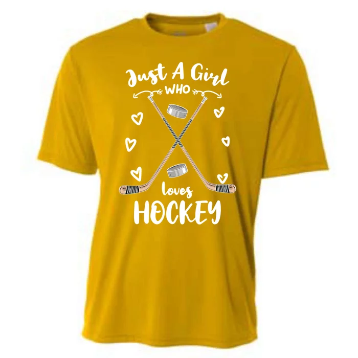 Just A Who Loves Hockey Gift Cooling Performance Crew T-Shirt