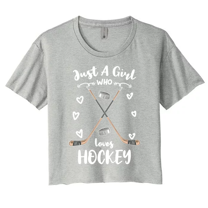 Just A Who Loves Hockey Gift Women's Crop Top Tee