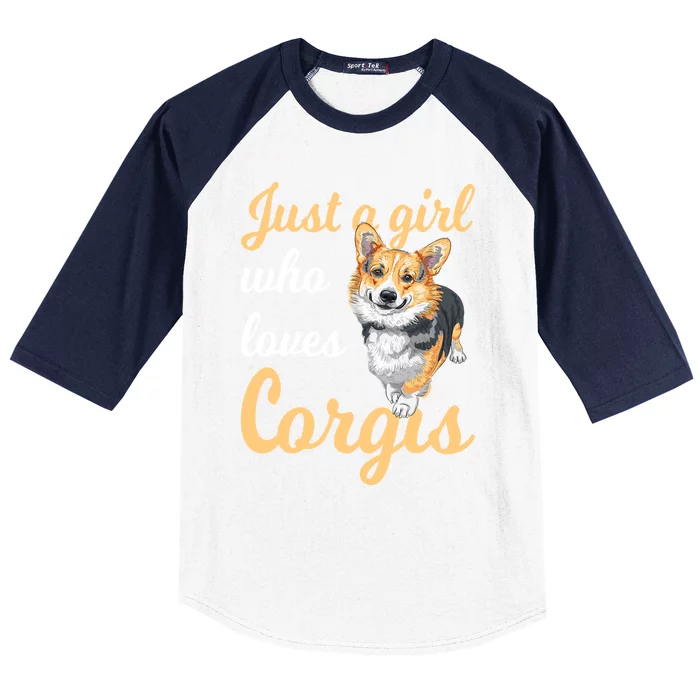 Just A Who Loves Corgis Corgi Dog Corgi Lover Gift Baseball Sleeve Shirt