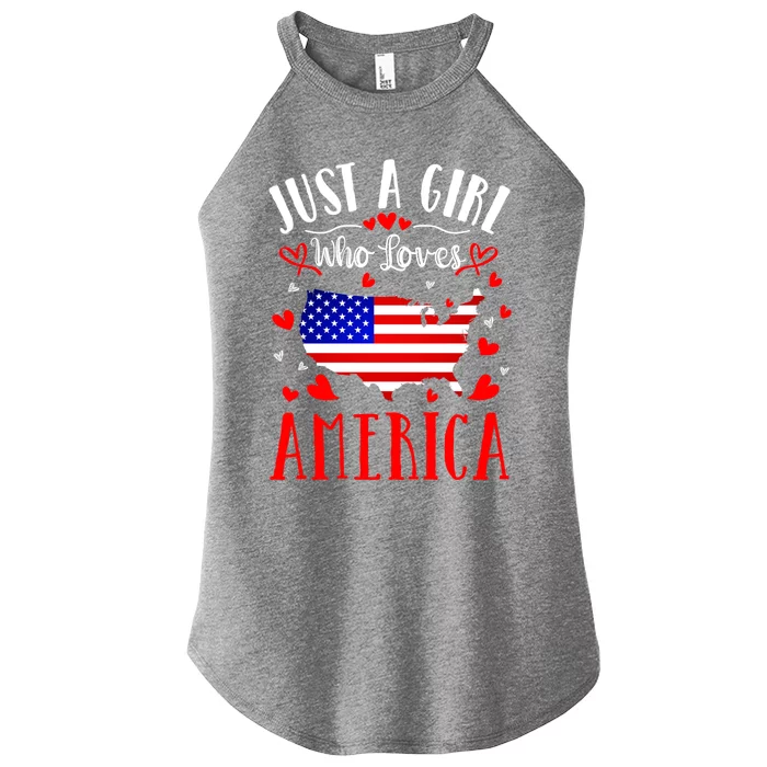 Just A Who Loves America Proud American Gift Women’s Perfect Tri Rocker Tank