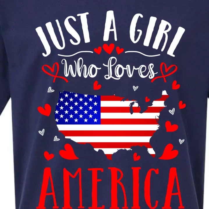 Just A Who Loves America Proud American Gift Sueded Cloud Jersey T-Shirt