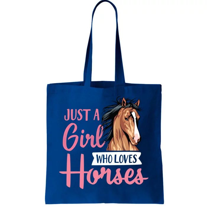 Just A Who Loves Horses Cute Horseback Riding Lesson Gift Tote Bag