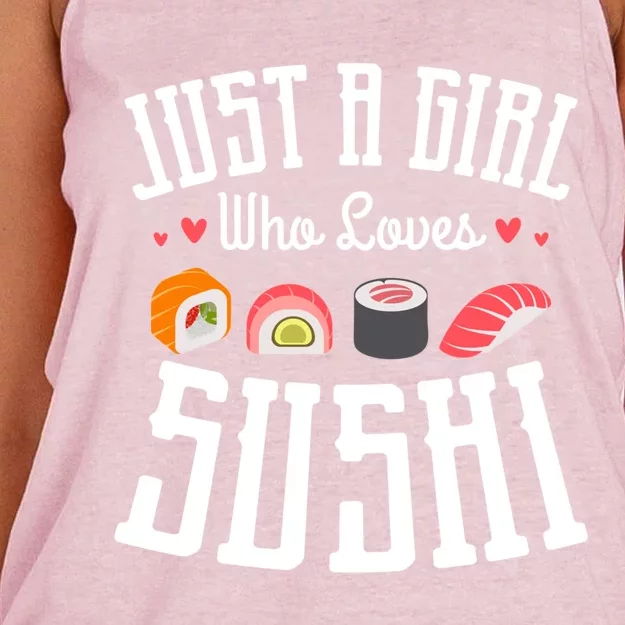 Just A Who Loves Sushi Japanese Food Sushi Lover Sushis Gift Women's Knotted Racerback Tank