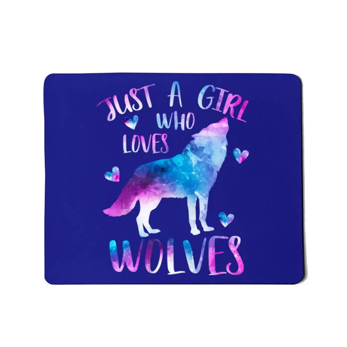 Just A Who Loves Wolves Watercolor Cute Wolf Love Gift Mousepad