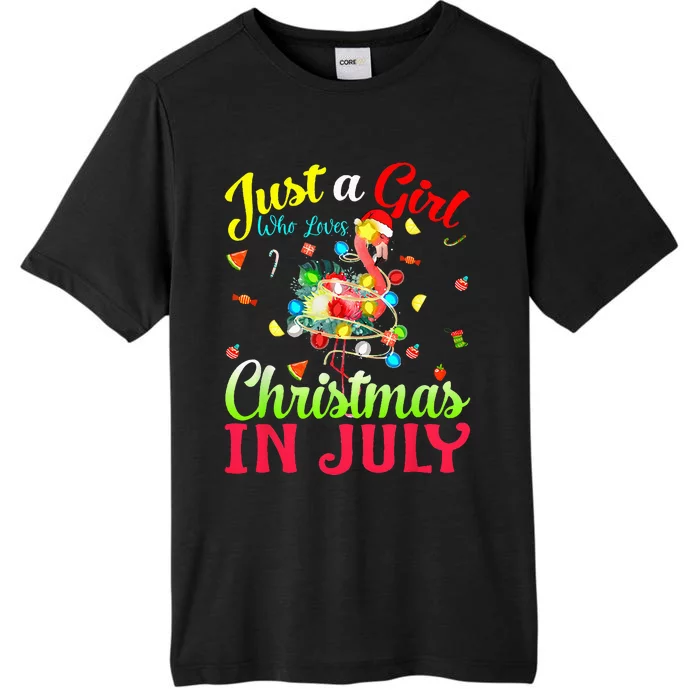 Just A Who Loves Christmas In July Flamingo ChromaSoft Performance T-Shirt