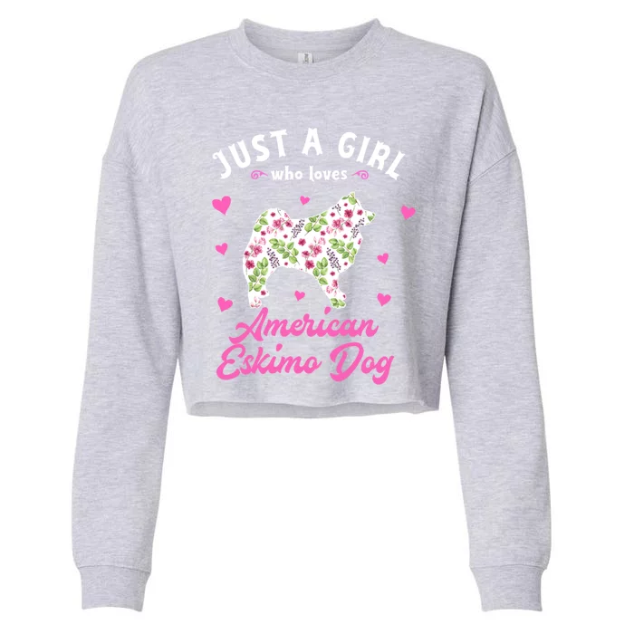 Just A Who Loves American Eskimo Dog Gift Cropped Pullover Crew