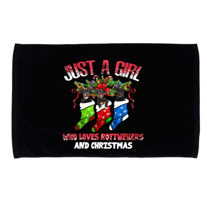 Just A Who Loves Rottweilers And Christmas Costume Gift Cute Gift Microfiber Hand Towel