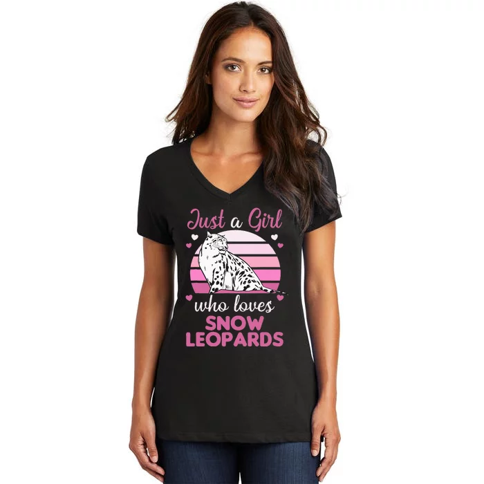 Just A  Who Loves Snow Leopards Women's V-Neck T-Shirt