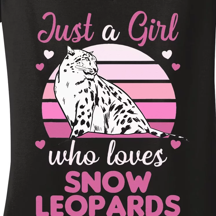 Just A  Who Loves Snow Leopards Women's V-Neck T-Shirt