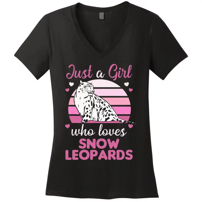 Just A  Who Loves Snow Leopards Women's V-Neck T-Shirt