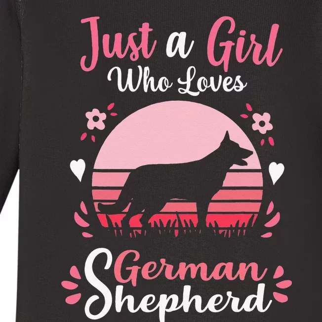 Just A Who Loves German Shepherd Dog Baby Long Sleeve Bodysuit