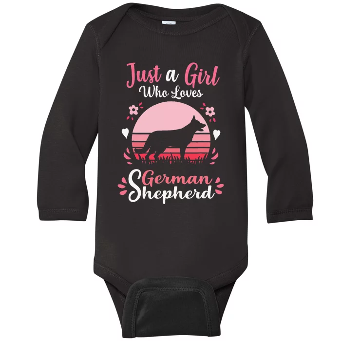 Just A Who Loves German Shepherd Dog Baby Long Sleeve Bodysuit