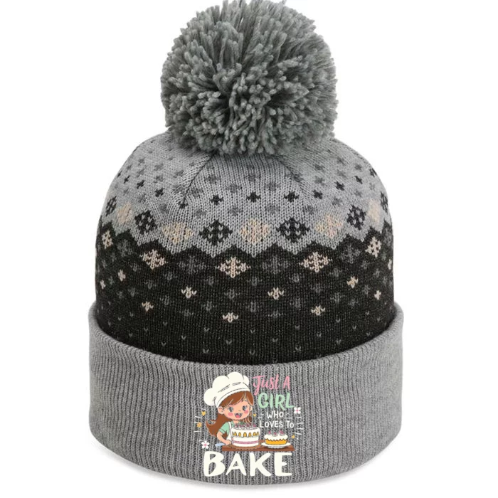 Just A Who Loves To Bake Cute Baking Graphic Cool Gift The Baniff Cuffed Pom Beanie