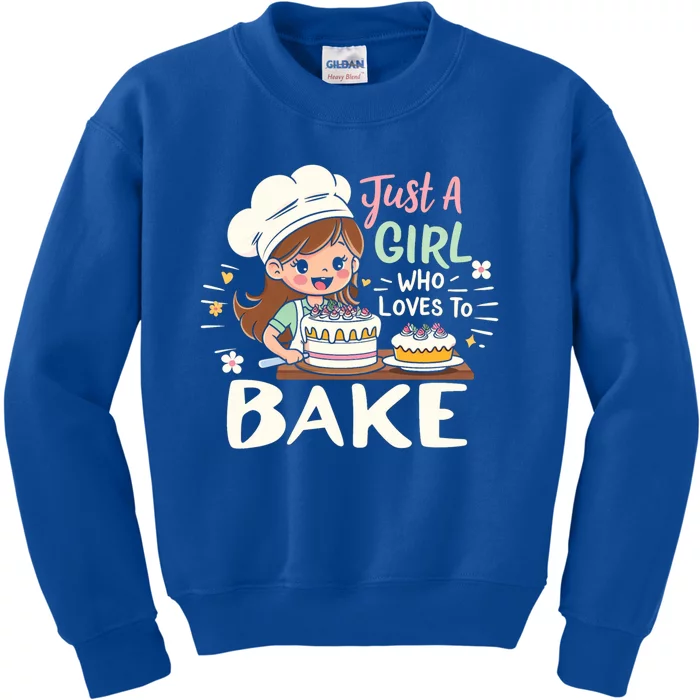 Just A Who Loves To Bake Cute Baking Graphic Cool Gift Kids Sweatshirt