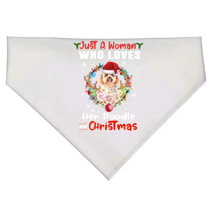 Just A Who Loves Her Poodle Dog And Christmas Xmas Gift USA-Made Doggie Bandana