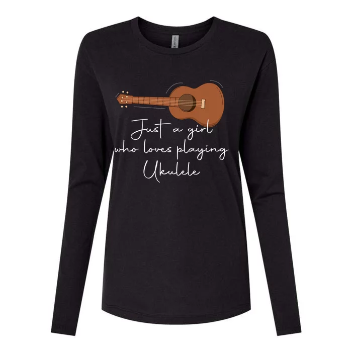 Just A Who Loves Playing Ukulele Player Guitaris Gift Womens Cotton Relaxed Long Sleeve T-Shirt