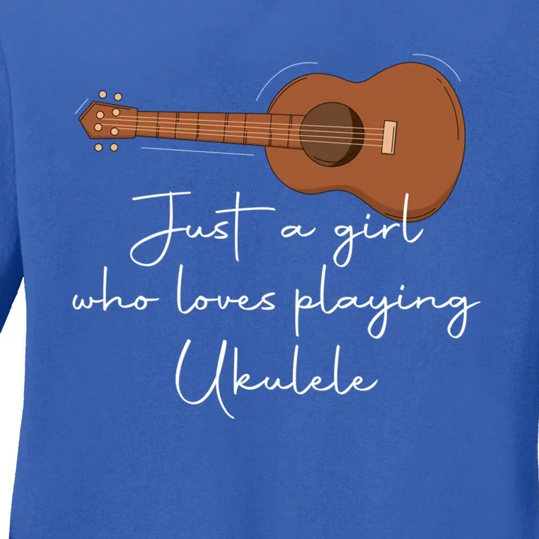 Just A Who Loves Playing Ukulele Player Guitaris Gift Ladies Long Sleeve Shirt