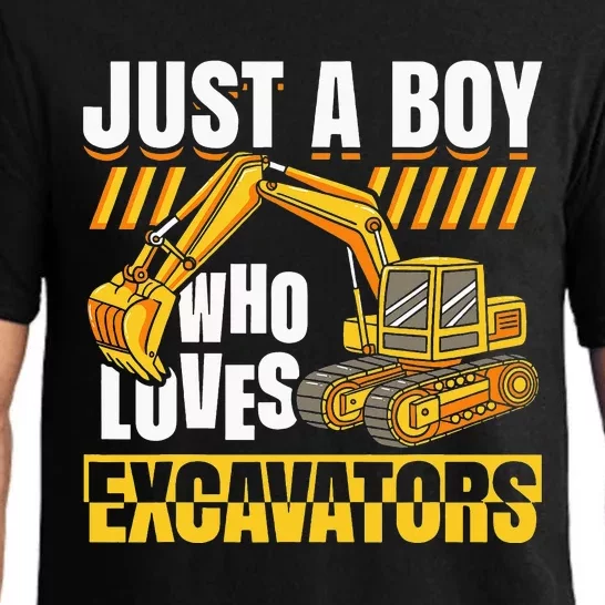 Just A Who Loves Excavators Construction Vehicle Funny Pajama Set