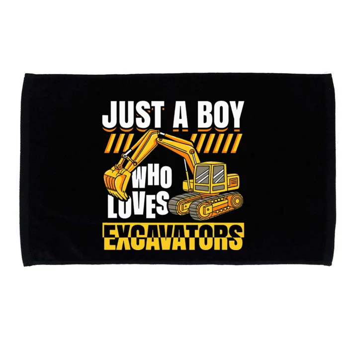 Just A Who Loves Excavators Construction Vehicle Funny Microfiber Hand Towel