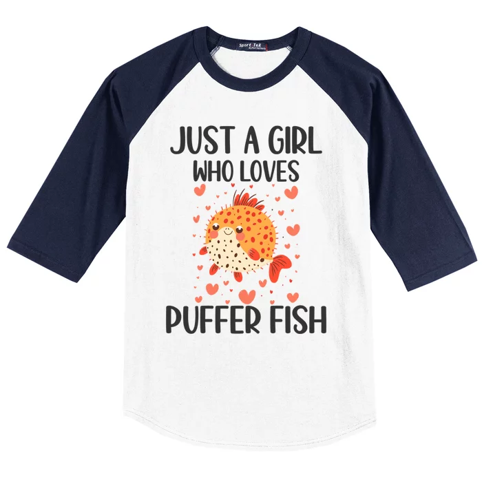 Just A Who Loves Puffer Fish Funny Gift Baseball Sleeve Shirt