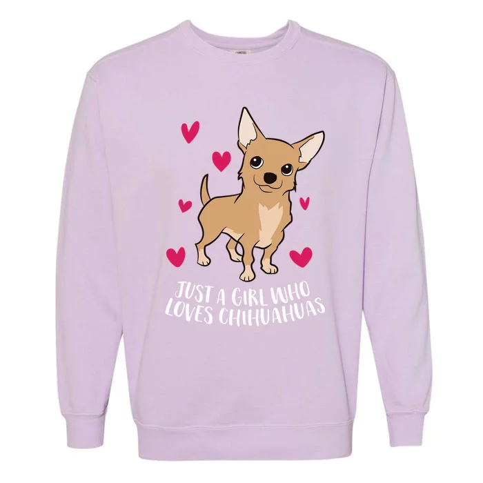 Just A Who Loves Chihuahuas Cute Chihuahua Dog Meaningful Gift Garment-Dyed Sweatshirt