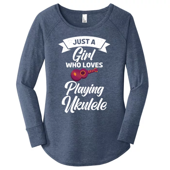 Just A Who Loves Playing Ukulele Uke Ukulele Gift Women's Perfect Tri Tunic Long Sleeve Shirt