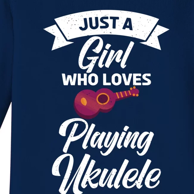 Just A Who Loves Playing Ukulele Uke Ukulele Gift Baby Long Sleeve Bodysuit