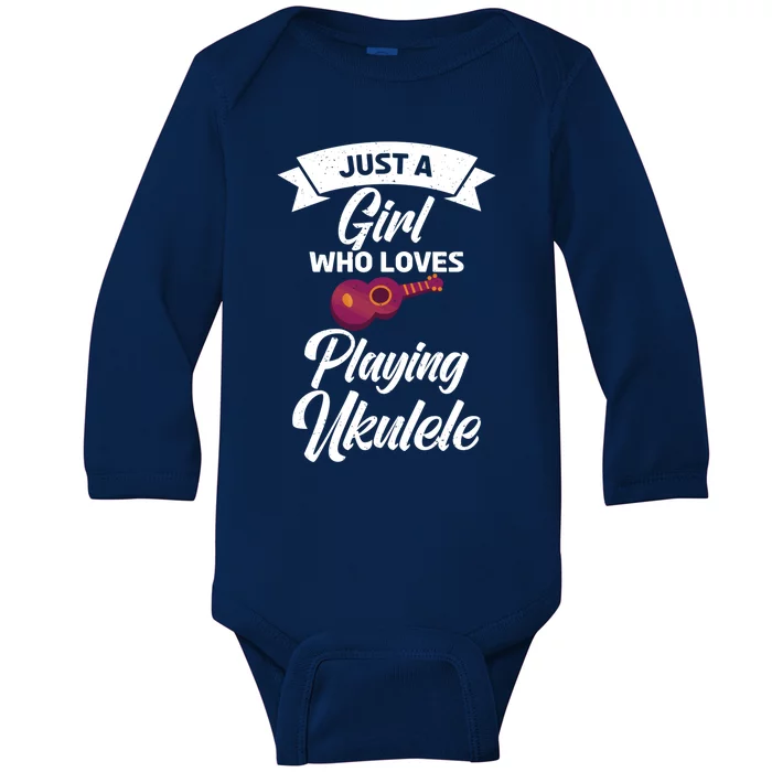 Just A Who Loves Playing Ukulele Uke Ukulele Gift Baby Long Sleeve Bodysuit