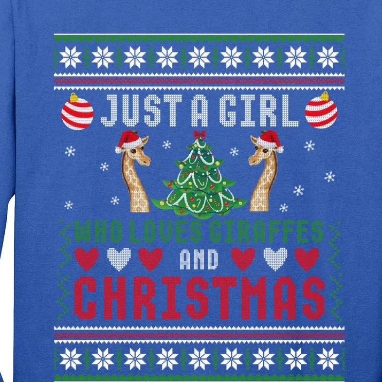 Just A Who Loves Giraffes And Christmas Ugly Sweater Funny Gift Long Sleeve Shirt