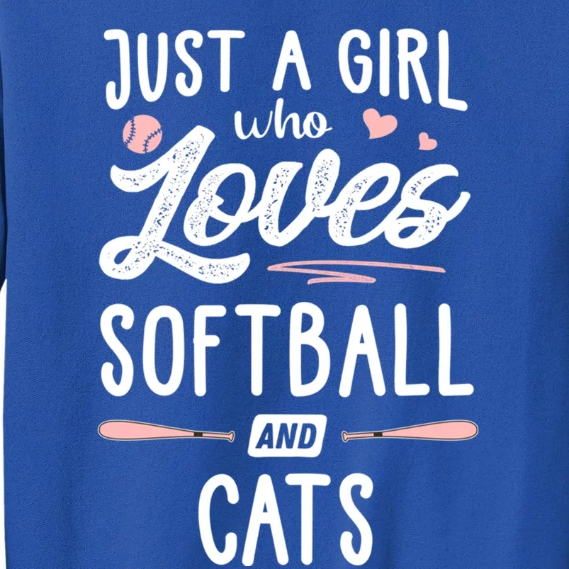 Just A Who Loves Softball And Cats Gift Gift Sweatshirt