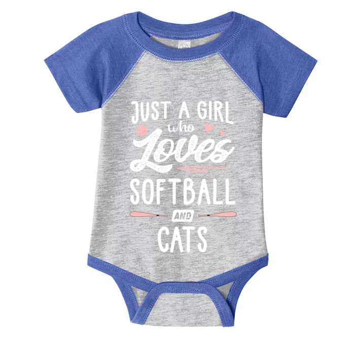 Just A Who Loves Softball And Cats Gift Gift Infant Baby Jersey Bodysuit