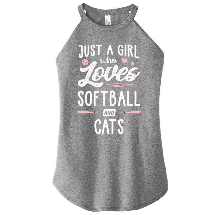 Just A Who Loves Softball And Cats Gift Gift Women’s Perfect Tri Rocker Tank