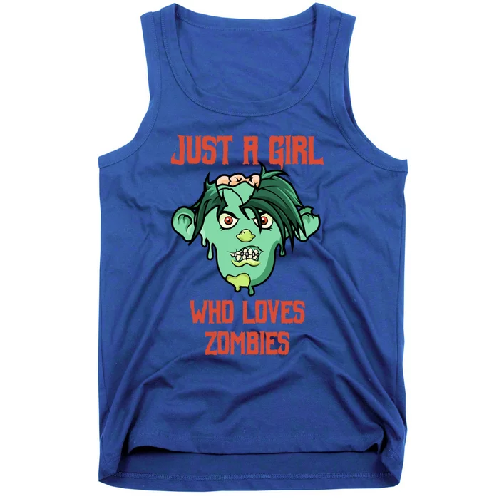 Just A Who Loves Zombies Gift Zombie Face Gift Tank Top