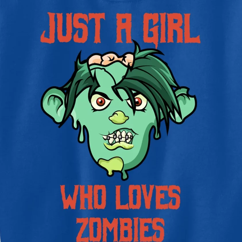 Just A Who Loves Zombies Gift Zombie Face Gift Kids Sweatshirt