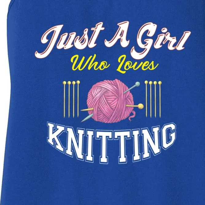 Just A Who Loves Knitting Lover Knit Crochet Crocheting Gift Women's Racerback Tank