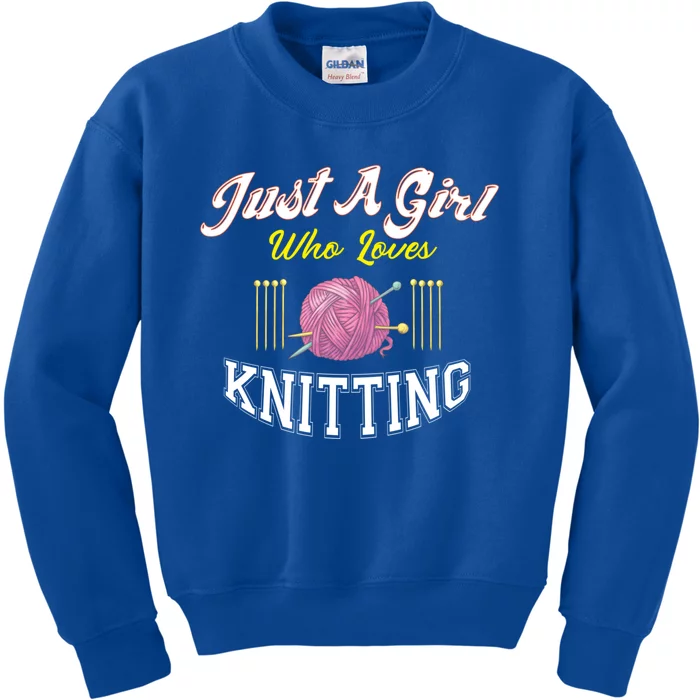 Just A Who Loves Knitting Lover Knit Crochet Crocheting Gift Kids Sweatshirt