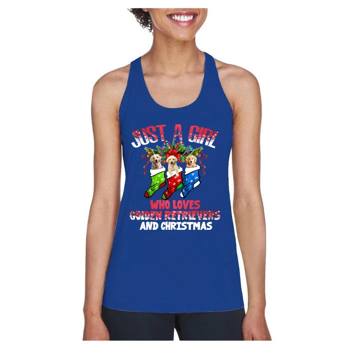 Just A Who Loves Golden Retrievers And Christmas Cool Gift Women's Racerback Tank