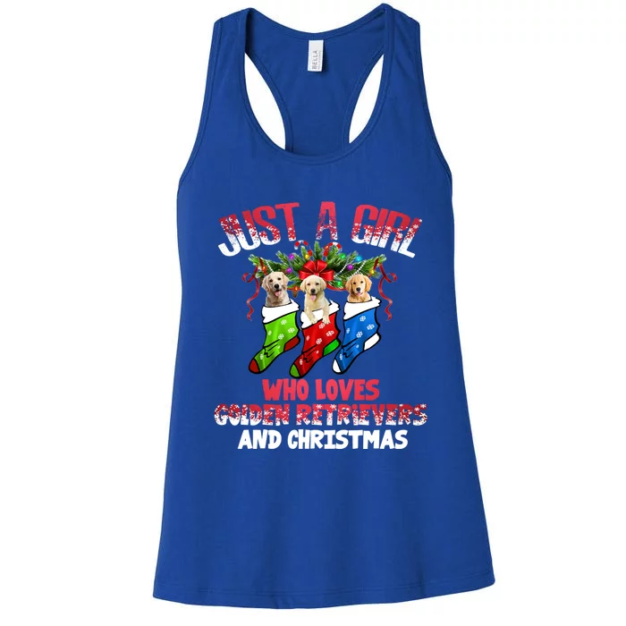 Just A Who Loves Golden Retrievers And Christmas Cool Gift Women's Racerback Tank