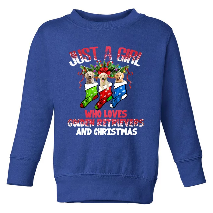 Just A Who Loves Golden Retrievers And Christmas Cool Gift Toddler Sweatshirt