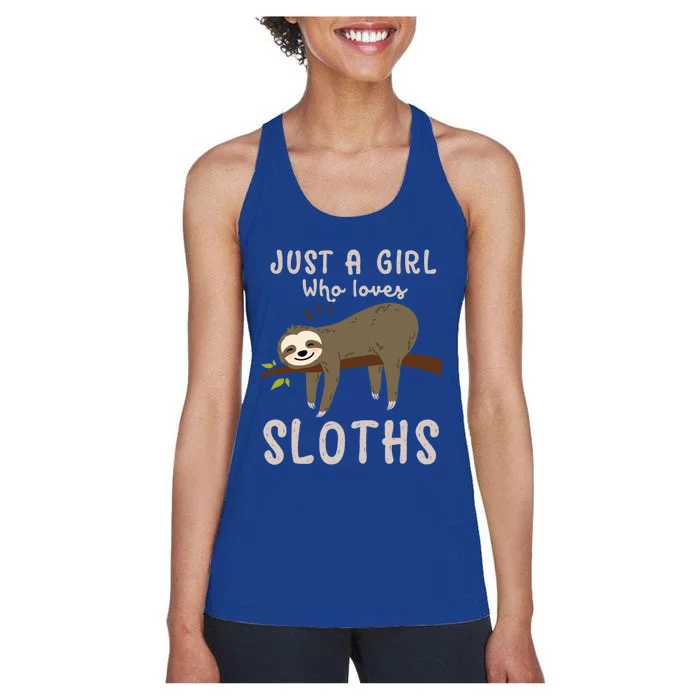 Just A Who Loves Sloths Gift Funny Cute Sloth Jacket Women's Racerback Tank