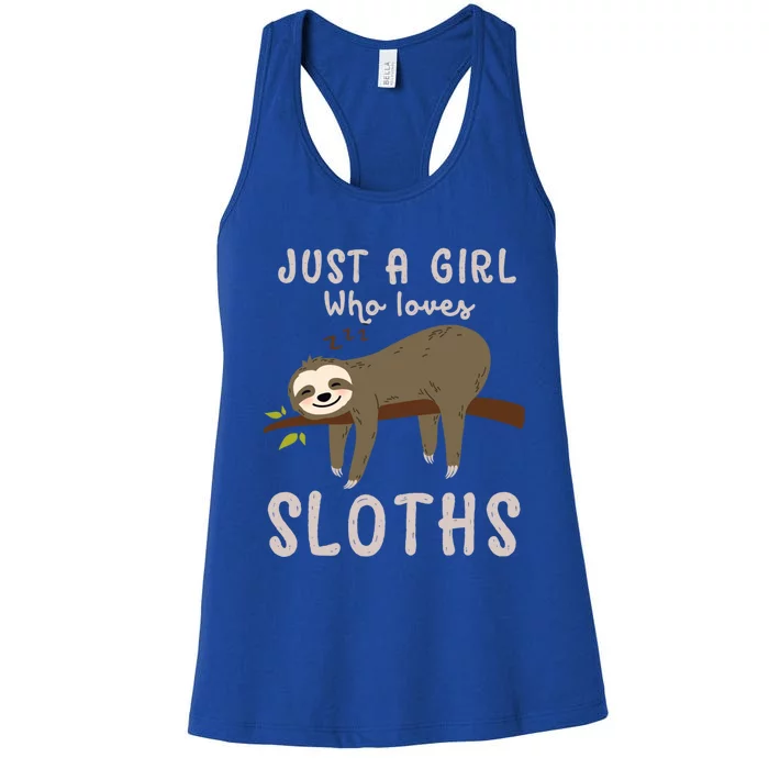 Just A Who Loves Sloths Gift Funny Cute Sloth Jacket Women's Racerback Tank