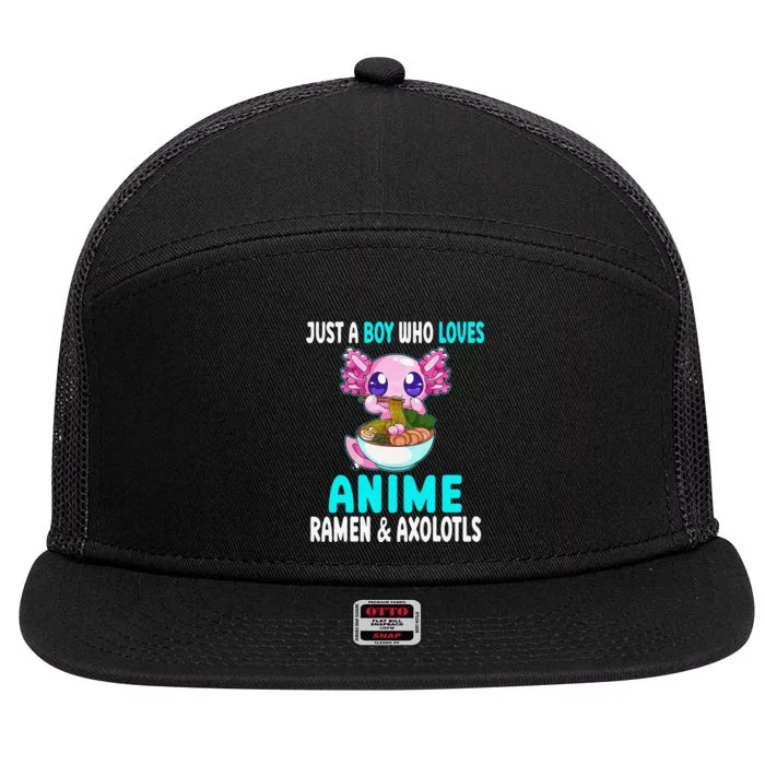 Just a Who Loves Anime Ra and Axolotls Kawaii 7 Panel Mesh Trucker Snapback Hat