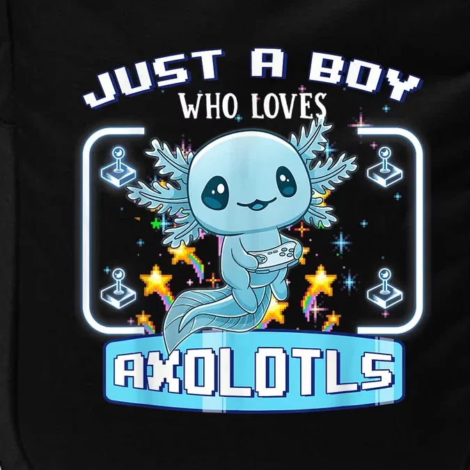 Just a  Who Loves Axolotls Funny Axolotl Gamer  Boys Impact Tech Backpack