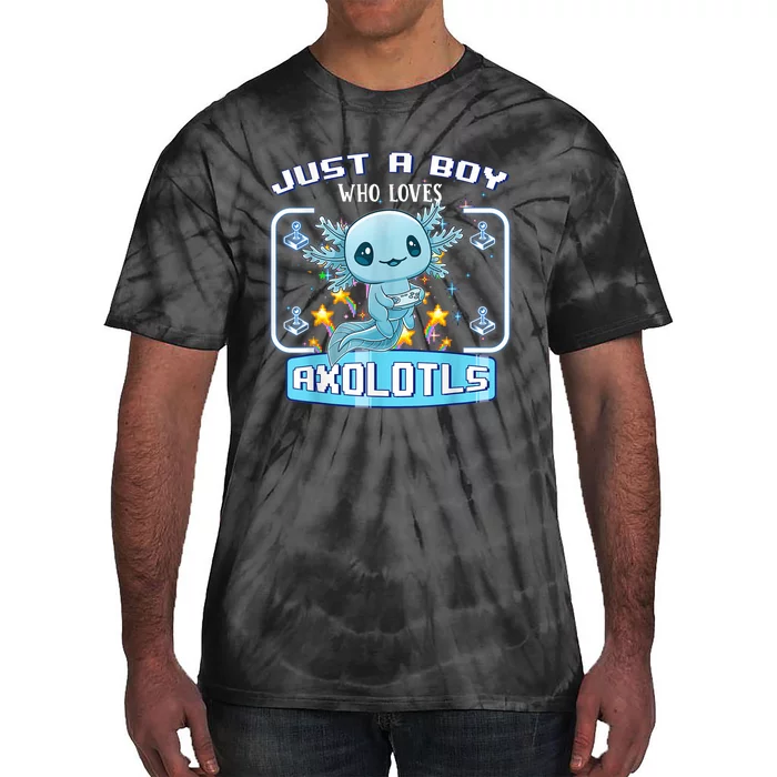 Just a  Who Loves Axolotls Funny Axolotl Gamer  Boys Tie-Dye T-Shirt