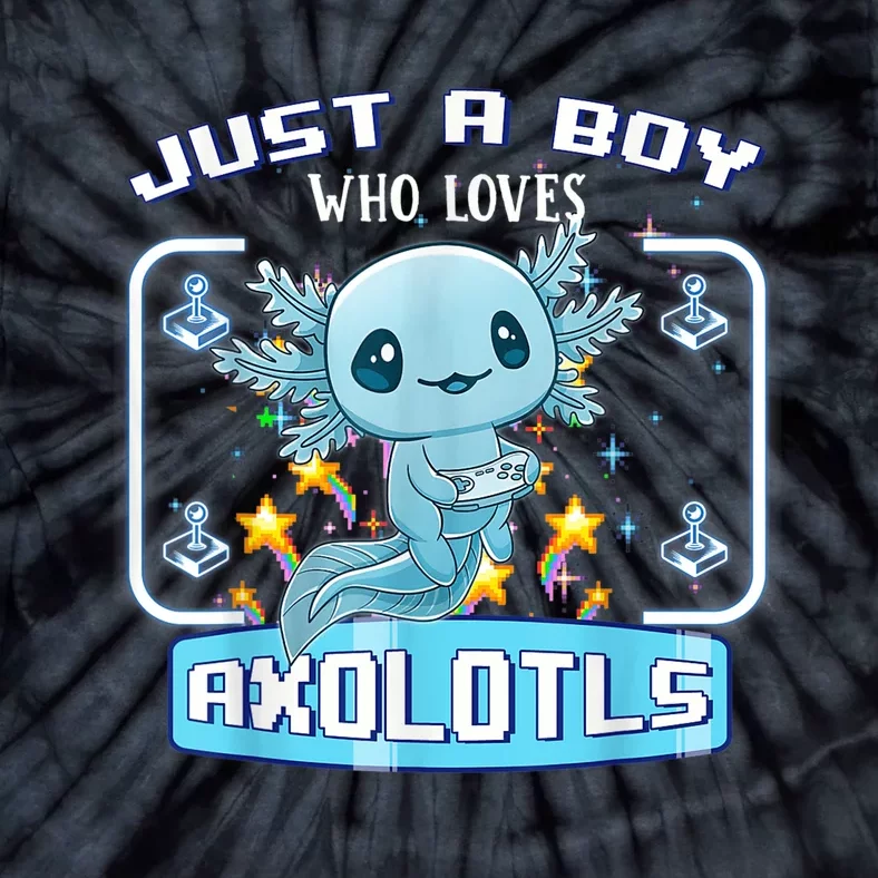 Just a  Who Loves Axolotls Funny Axolotl Gamer  Boys Tie-Dye T-Shirt