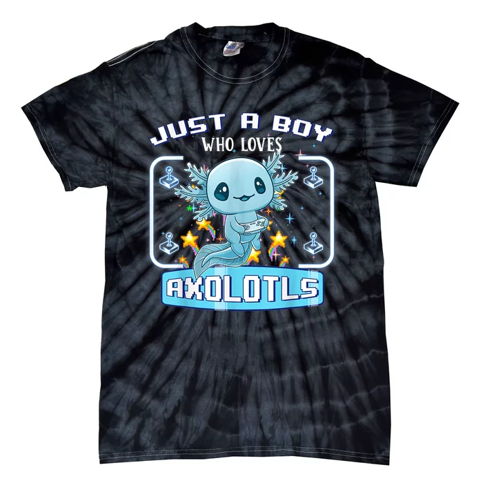 Just a  Who Loves Axolotls Funny Axolotl Gamer  Boys Tie-Dye T-Shirt