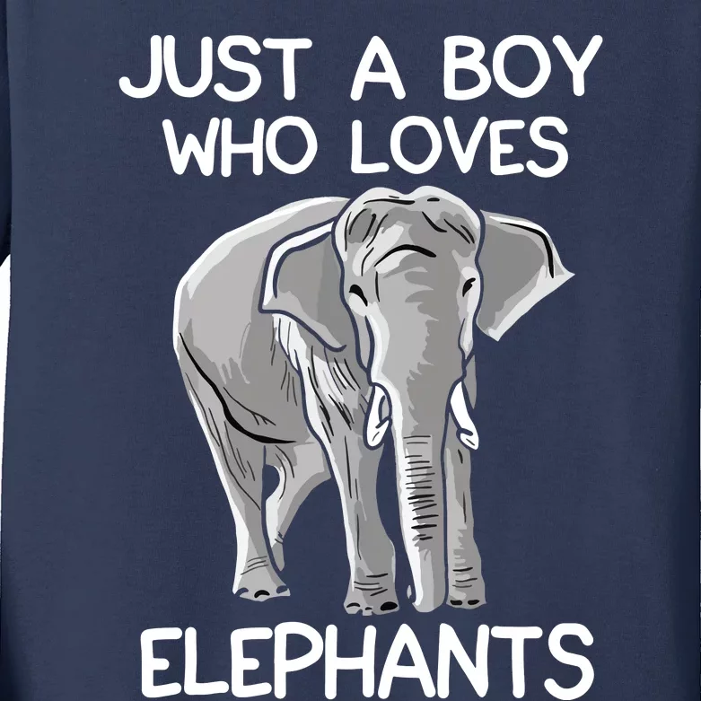 Just A Who Loves Elephants Funny Elephant Lover Kids Long Sleeve Shirt