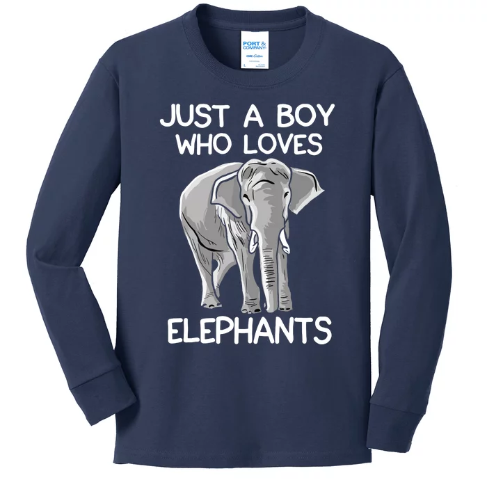 Just A Who Loves Elephants Funny Elephant Lover Kids Long Sleeve Shirt