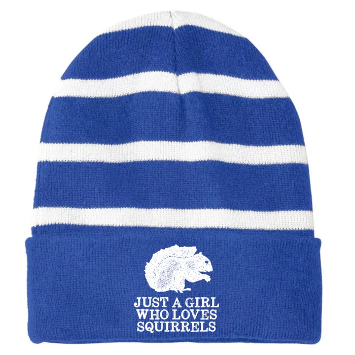 Just A Who Loves Squirrels Gift Striped Beanie with Solid Band