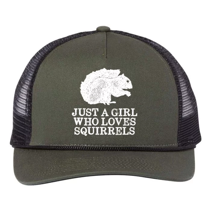 Just A Who Loves Squirrels Gift Retro Rope Trucker Hat Cap